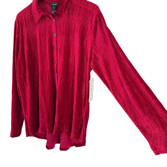 NEW NWT Ali Miles Large Vibrant Red Velvet Wearable Art Christmas Shirt Top - Picture 7 of 8
